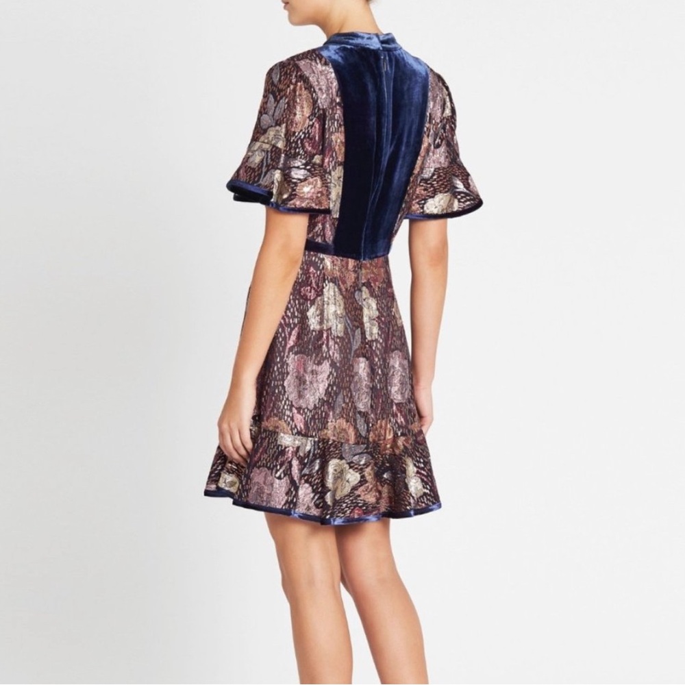 Rebecca Taylor Glistening Rose Multicolor Velvet Mini Dress
